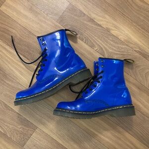 Dr. Martens 1460 W Women’s Size 9 Lace Up Boots Royal Cobalt Blue Patent Leather